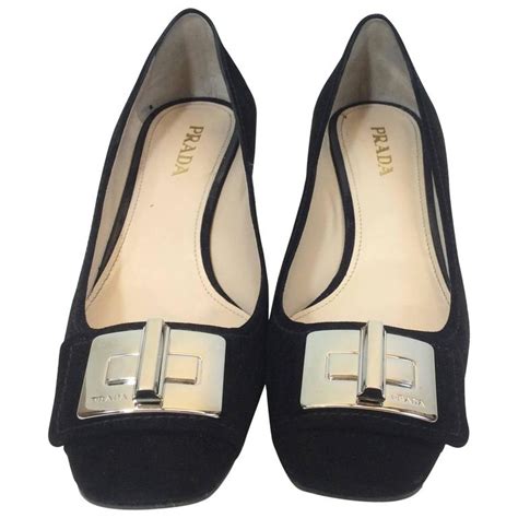 prada black suede pumps|Prada pumps price.